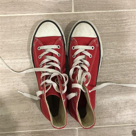 red high top converse size 3!! very good condition,... - Depop