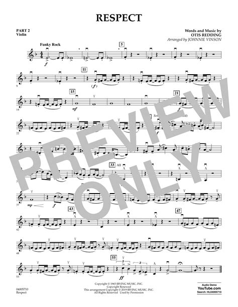 Aretha Franklin Respect Arr Johnnie Vinson Pt2 Violin Sheet Music Pdf Notes Chords