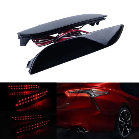 Black Lens Lamp Red Led Bumper Reflector Tail Brake Light For Toyota