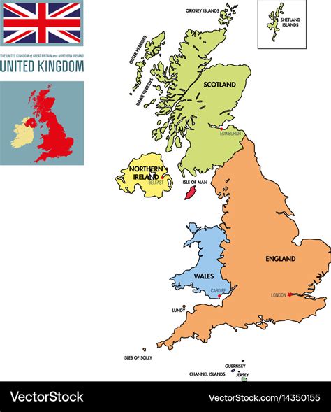 Political Map United Kingdom With Regions Vector Image