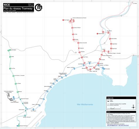 Cartes détaillées - Plan du tramway de Nice (voies et ateliers)