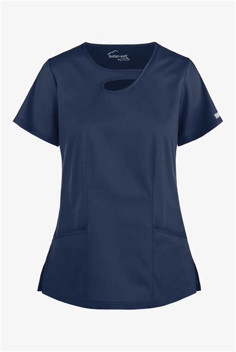 Ua Butter Soft Stretch Asymmetric Keyhole Scrub Top Fashion Scrubs