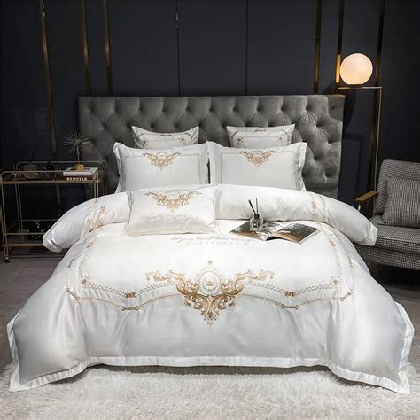 Embroidered Luxury Royal White Dreams Bedding Set Collection