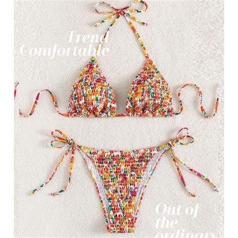 Padded Non Wired Triangle Swimsuit Sexy Strap Bikini Set Swimwear Shopee Singapore