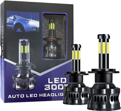 H7 Led Headlight Bulbs 8 Sides 360 Degree 300w 12000lm 6000k White High Beam Low Beam