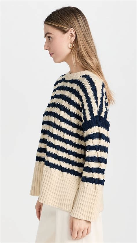 Madewell Cable Knit Oversized Sweater In Stripe Shopbop