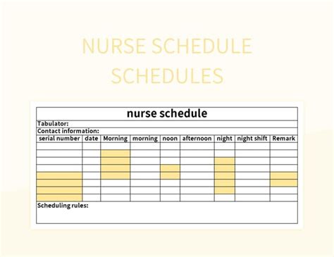 Nurse Schedule Schedules Excel Template And Google Sheets File For Free