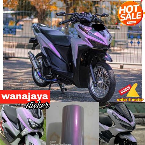 Jual Sticker Skotlet Motor Warna Putih Mutiara Stiker Lembayung Ungu