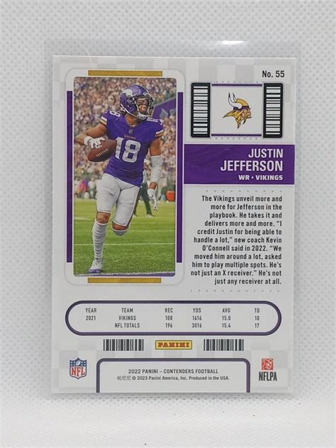 Panini Contenders Football Base Season Ticket Justin Jefferson