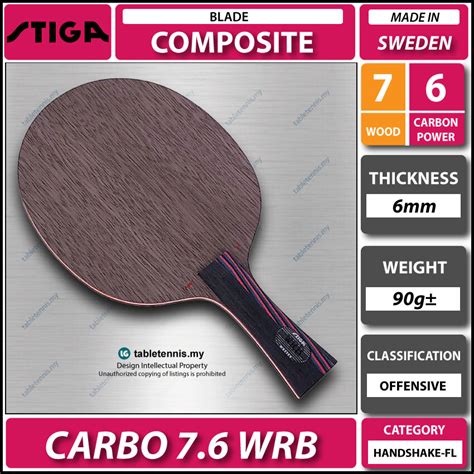 Stiga Blade Carbo Wrb Fl Composite Carbon Table Tennis Blade Paddle