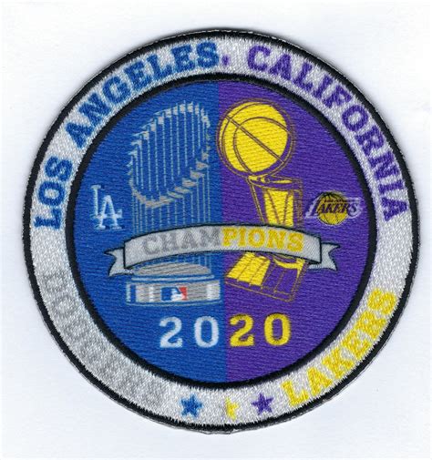 Dodgers And Lakers Dual Champions Trophies Patch The Emblem Source