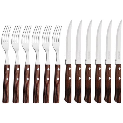 Tramontina Polywood Jumbo Steak Knife And Fork Cutlery Set 12pc