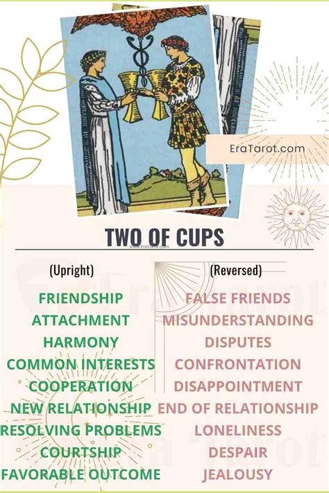 The Two Of Cups Meaning Reversed Yes And No Love Life Eratarot