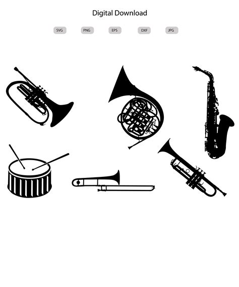 Marching Band Instruments Svg-marching Band Instruments Silhouette ...