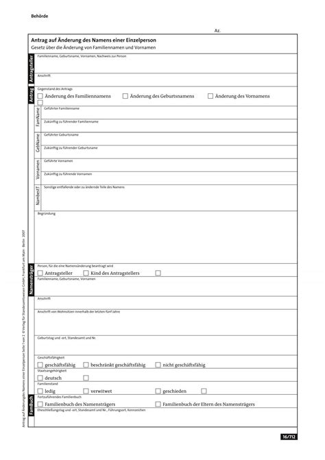 Antrag auf Änderung des Namens einer Einzelperson