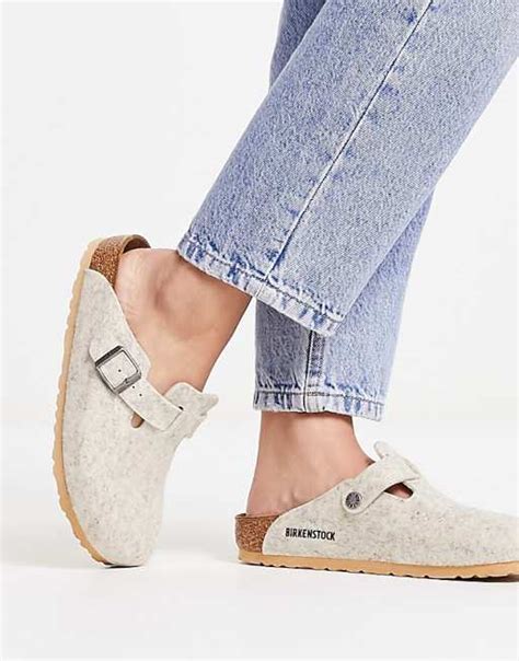 Birkenstock Boston clogs in eggshell wool | ASOS