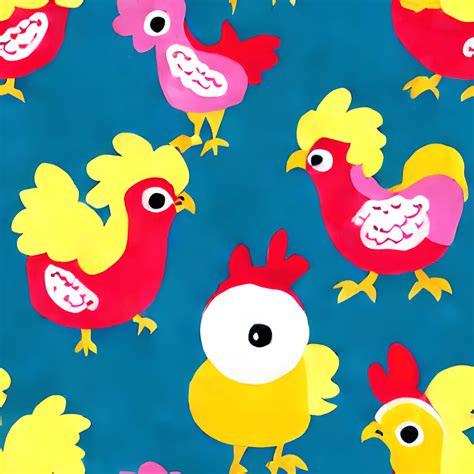 Cute Chickens Seamless Pattern · Creative Fabrica