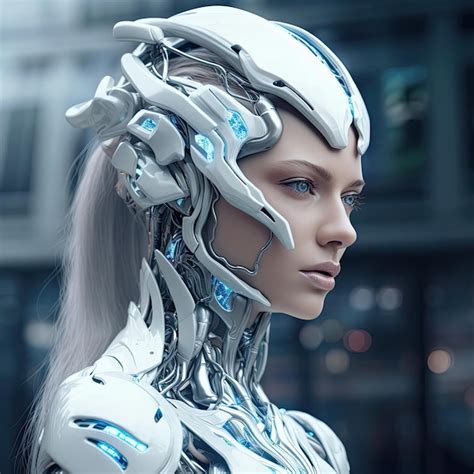 Una Mujer Con Cara De Robot Y Cara Futurista Foto Premium