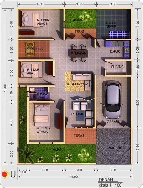 30 Contoh Denah Dan Desain Rumah 9 X 15 Meter Desain Id