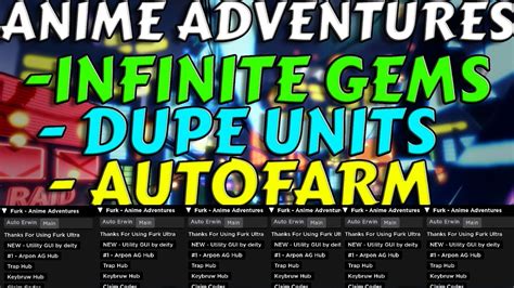 Upd Roblox Anime Adventures Op Script Auto Farm Infinite Gems