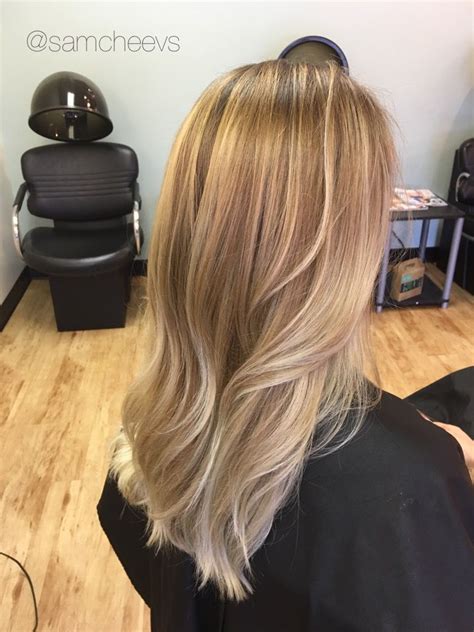 Sunkissed Light Blonde Balayage Ombr Highlights Warm Golden Honey