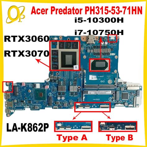 Gh M La K P Mainboard For Acer Predator Ph Hn Laptop