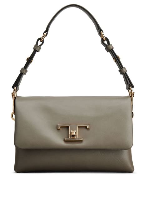 Tod S T Timeless Leather Shoulder Bag Green FARFETCH