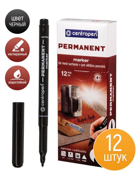 Маркер перманентный Centropen "2536", цвет черный, пулевидный ...