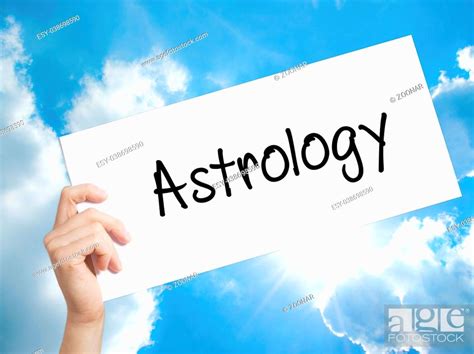 Astrology Sign On White Paper Man Hand Holding Paper With Text Foto