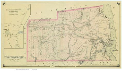 Ticonderoga New York 1876 Old Town Map Reprint Essex Co Atlas