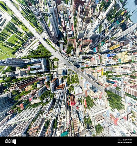 Aerial city view with roads, houses and buildings Stock Photo - Alamy