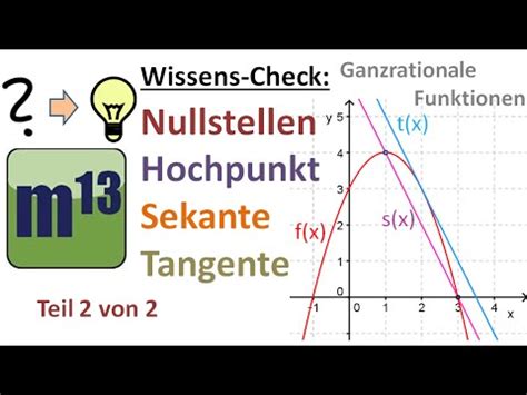 Wissens Check Nullstellen Hochpunkt Sekante Tangente Teil Von