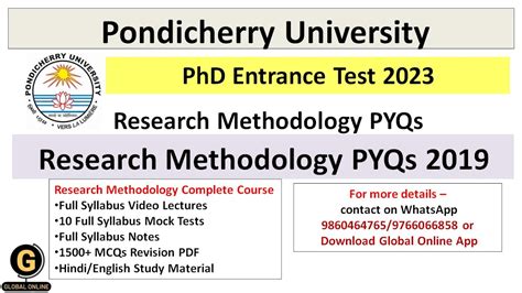 Pondicherry University Phd Entrance Test Research Methodology Pyqs