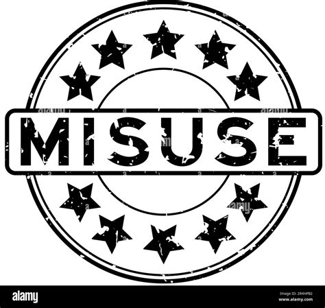 Grunge Black Misuse Word With Star Icon Round Rubber Seal Stamp On