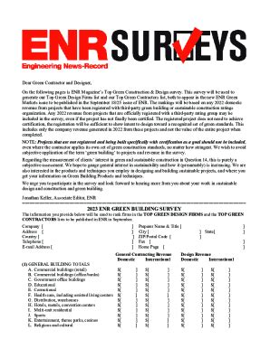 Fillable Online Enr Top Green Construction Survey Form Enr Fax