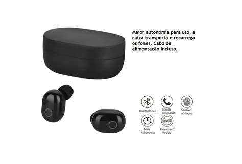 Fone De Ouvido Bluetooth Sem Fio Tws Air Earbuds Sumexr Sly 18 Preto