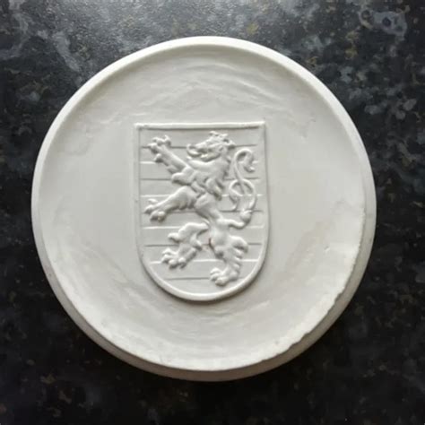 Ancien Embl Me Armoiries Belge Blason Lion Porcelaine Brute Eur