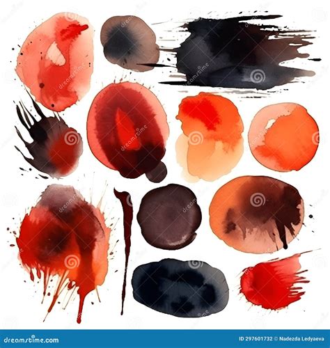 Watercolor Hand Painted Circle Shape Design Elements Set Of