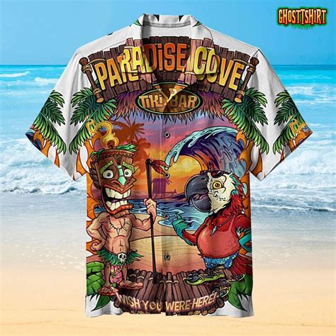 Colorful Tiki And Parrot D Print Hawaiian Shirt