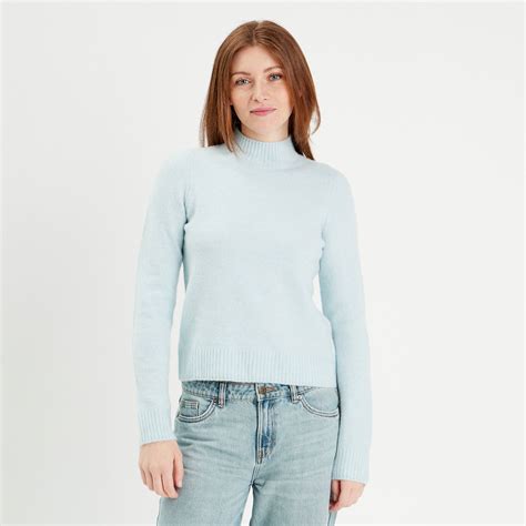 Pull Col Montant Bleu Pastel Femme Cache Cache