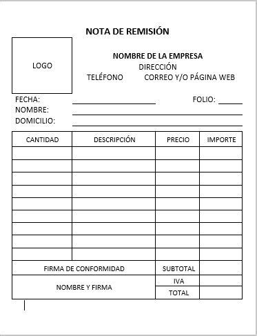 Nota De Remision Formato Corto