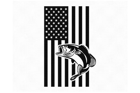 Bass Fishing With An American Flag SVG Graphic By CrafterOks Creative