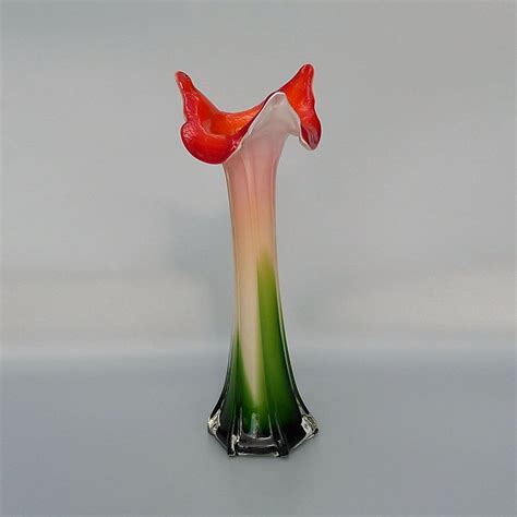 Jack In The Pulpit Vase Vintage Murano Flower Vase Glass Calla Lily