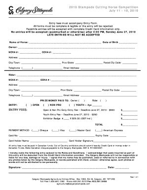 Fillable Online Entry Form Calgary Stampede Agriculture Fax Email