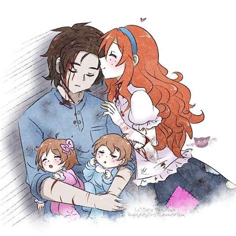 two adults and one child are hugging each other