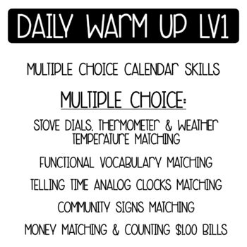 Life Skills Daily Warm Up Worksheets Bundle Tpt