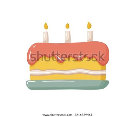 Cartoon Birthday Cake Burning Candles Sweet Stock Vector Royalty Free