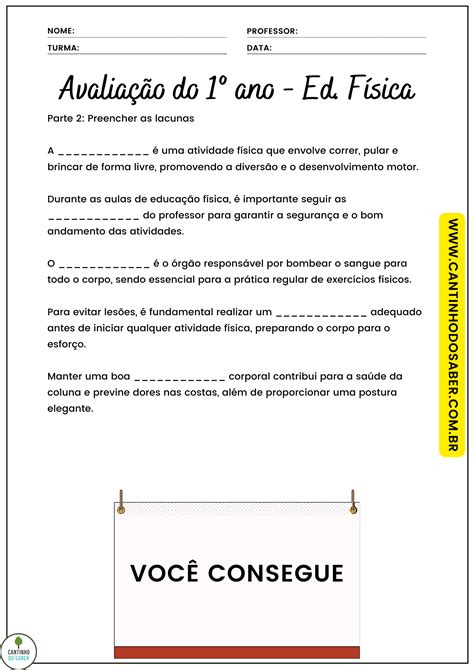 Atividades De Educação Física 1 Ano Fundamental Para Imprimir