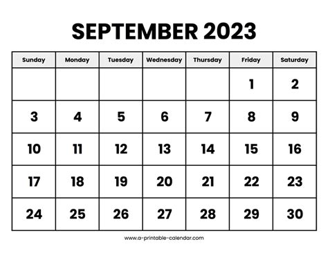 September 2023 Calendar Printable - A Printable Calendar