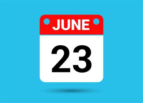 Premium Vector June 23 Calendar Date Flat Icon Day 23 Vector Illustration